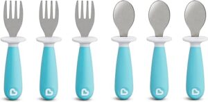 Munchkin® Raise™ Toddler Plastic Fork and Spoon Utensil Set, 6 Pack, Blue