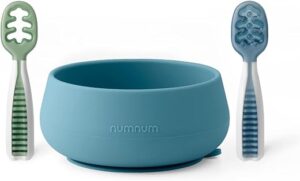NumNum Pre-Spoon GOOtensils + Suction Bowl | Baby Spoon Set (Stage 1+ 2) | 100% Food Grade Silicone BPA-Free | 4 months+