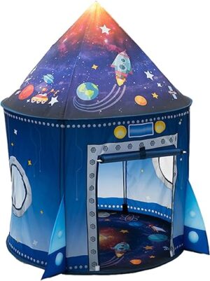 Rocket Ship Play Tent for Kids Astronaut Spaceship Space Themed Pretend Playhouse Indoor Outdoor Games Party Children Pop Up Foldable Tent Birthday Toy for Boys Girls Toddler Baby | Babyz Corner