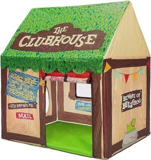 Clubhouse Play Tent for Kids with Roll-up Door and Windows
