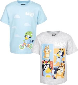 Bluey 2 Pack T-Shirts for Kids with Cotton Blend