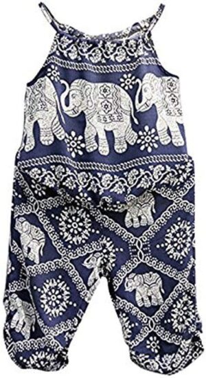 Girls Jumpsuit Romper, Elephant Straps Tops+Harem Pants Outfit