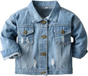 Toddler Boys Button Down Denim Jacket with Long Sleeves
