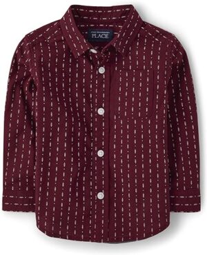 The Childrens Place Baby Boys and Toddler Poplin Long Sleeve Button Down Shirt | Babyz Corner
