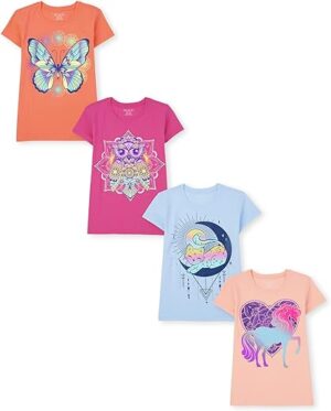 The Childrens Place Girls Kindness Love Equality Short Sleeve Graphic T shirts Pack 4 | Babyz Corner