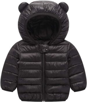 Winter Down Coats for Kids with Light Puffer Padded Jacket Bear Hoods