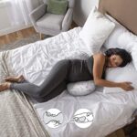 Boppy Side Sleeper Pregnancy Pillow with Removable Jersey Pillow Cover, Gray Falling Leaves, Compact Stay-Put Design with Signature Stretch Panel, Prenatal and Postnatal...