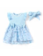 PATPAT Baby Girl Dresses Ruffle Sleeve Tutu Dress Butterfly Tulle Dress Flower Girl Party Birthday Princess Dresses