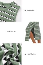 OUGES Women's 2025 Summer Maternity Dress Knit Sleeveless Crewneck Midi Dress Side Slit Striped Bodycon Sweater Dress