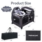 Pamo Babe Portable Playpen Foldable Playard for Baby and Toddler Mattress, Changing Table for Newborn Portable Playard