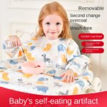 Babero de alimentación limpio para bebés, niños y niñas de 8 a 5 años, delantal con babero impermeable, bata con cubierta de mesa, babero de cobertura completa sin desorden para...