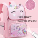 Mochila para chico, bonita mochila de unicornio para estudiantes de escuela primaria, mochila escolar de dibujos animados rosa y púrpura para adolescentes y niños, mochila para...