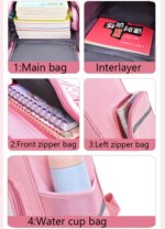 Mochila para chico, bonita mochila de unicornio para estudiantes de escuela primaria, mochila escolar de dibujos animados rosa y púrpura para adolescentes y niños, mochila para...
