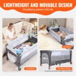VEVOR Baby Bassinet 77 pounds Load Capacity Easy to Fold Portable Baby Bassinet Bedside Sleeper with Storage Basket and Wheels - AliExpress 1503