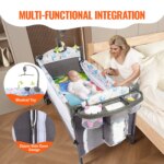 VEVOR Baby Bassinet 77 pounds Load Capacity Easy to Fold Portable Baby Bassinet Bedside Sleeper with Storage Basket and Wheels - AliExpress 1503